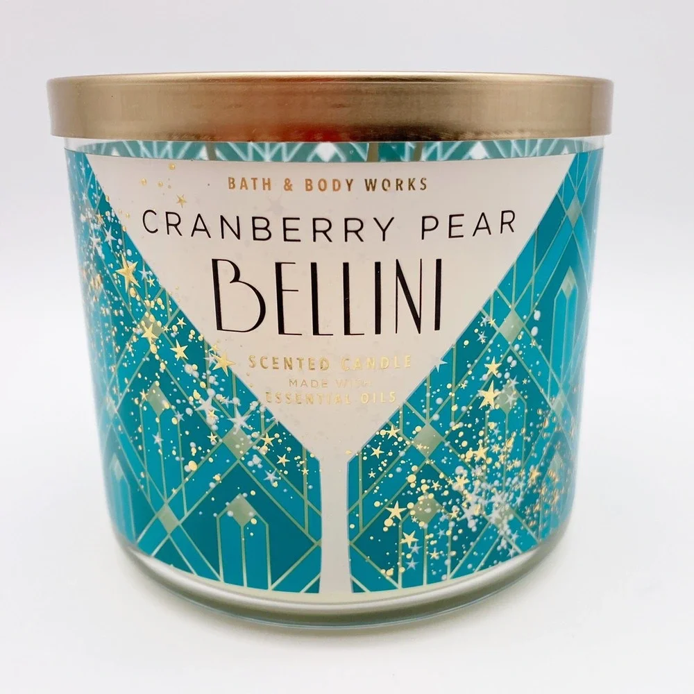 Bath & Body Works Cranberry Pear Bellini Scented 3 Wick Candle 14.5 Oz NEW